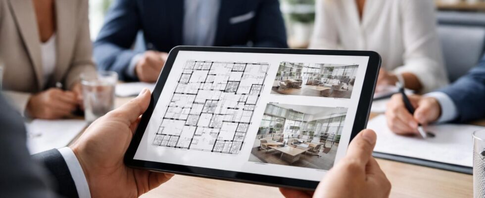 découvrez nos bureaux à louer avec surfaces et plans affichés en temps réel sur tablette tactile lors de votre rendez-vous, pour une visite interactive et personnalisée.