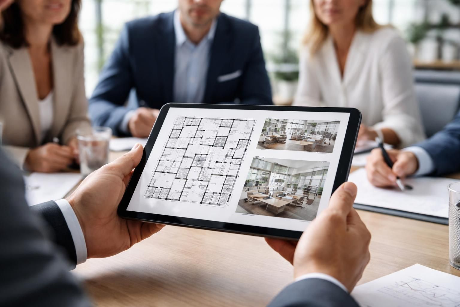 découvrez nos bureaux à louer avec surfaces et plans affichés en temps réel sur tablette tactile lors de votre rendez-vous, pour une visite interactive et personnalisée.