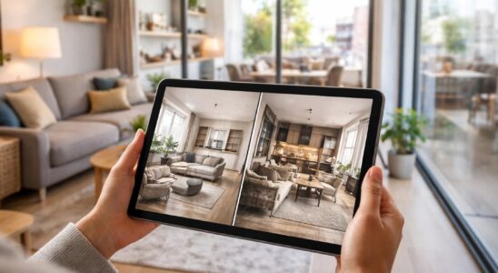 comparez facilement deux appartements en temps réel grâce à une tablette tactile pour une prise de décision rapide et intuitive.