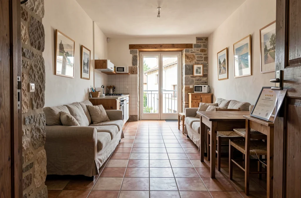 Appartement meublé de tourisme classé étoiles vide entre deux locations illustrant les contraintes du classement